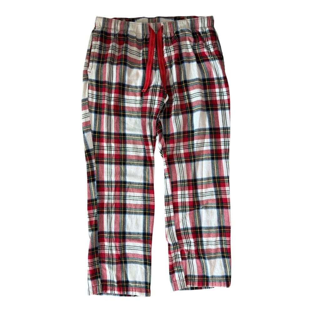 Women's Red White Tartan Christmas Plaid Flannel PJs Pajama Pants Old Navy sz M